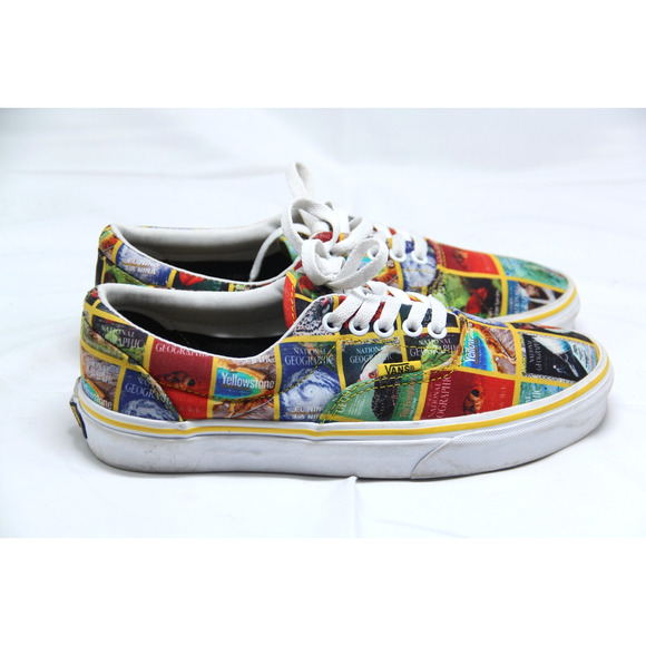 Vans Old Skool National Geographic Shoes Women 8.5 Men 7 All Over Print Magazine - Picture 1 of 7